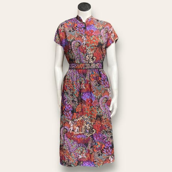 1990s mandarin style blouse w/ skirt set size 10 California Girl - Picture 1 of 8